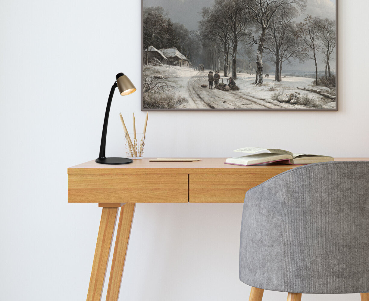 Lucide LUDO - Bureaulamp - LED - 1x4,5W 3000K - Mat Goud / Messing Lucide LUDO - Bureaulamp - LED - 1x4,5W 3000K - Mat Goud / Messing