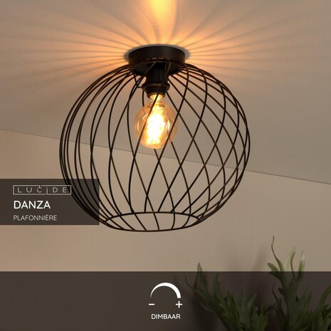 Lucide DANZA - Plafonnière - Ø 40 cm - 1xE27 - Zwart Lucide DANZA - Plafonnière - Ø 40 cm - 1xE27 - Zwart
