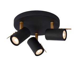 Lucide GRONY - Plafondspot - LED Dim to warm - GU10 - 3x5W 2200K/3000K - Zwart