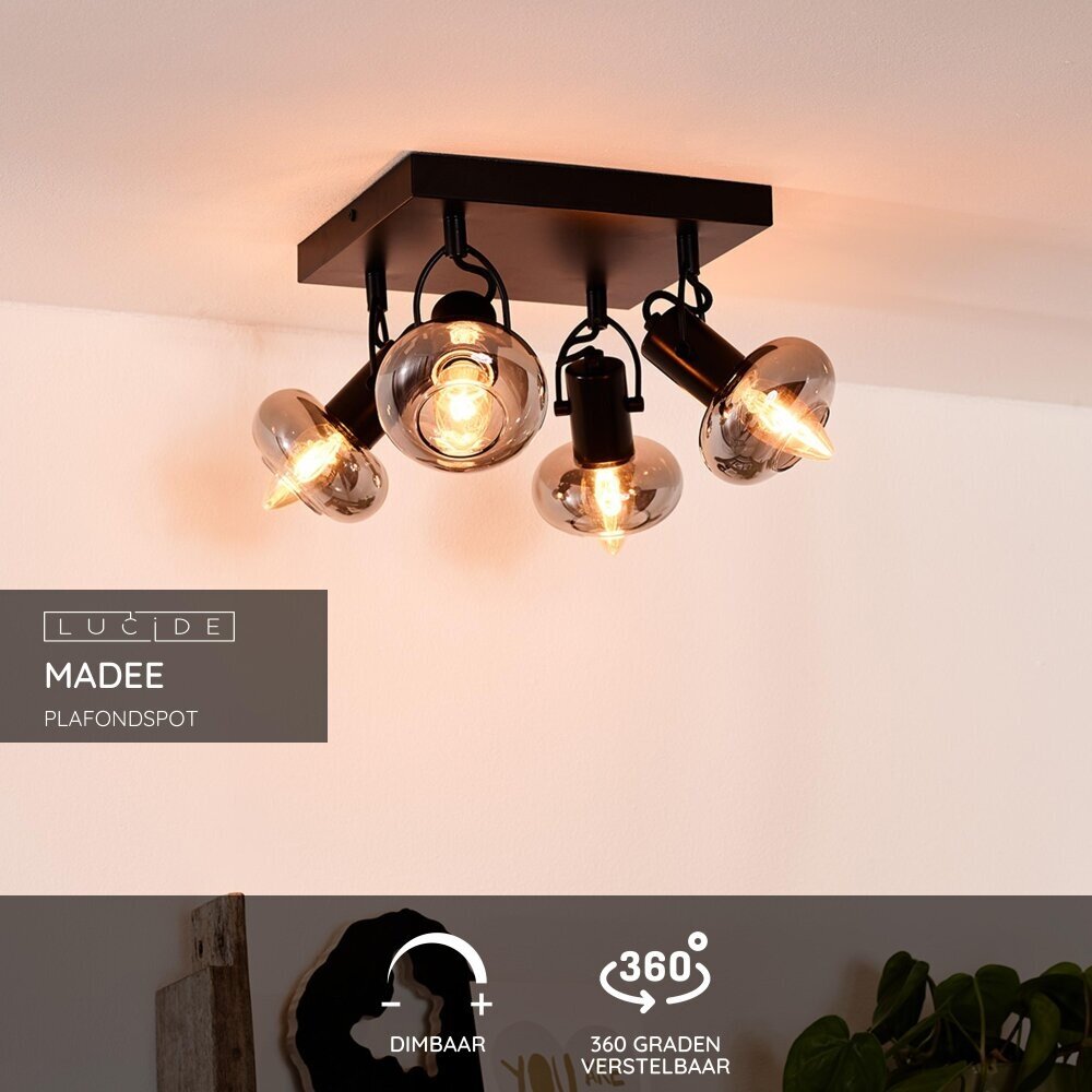 Lucide MADEE - Plafondspot - 4xE14 - Zwart Lucide MADEE - Plafondspot - 4xE14 - Zwart