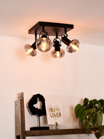 Lucide MADEE - Plafondspot - 4xE14 - Zwart Lucide MADEE - Plafondspot - 4xE14 - Zwart