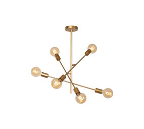 Lucide LESTER - Plafonnière - 6xE27 - Mat Goud / Messing Lucide LESTER - Plafonnière - 6xE27 - Mat Goud / Messing