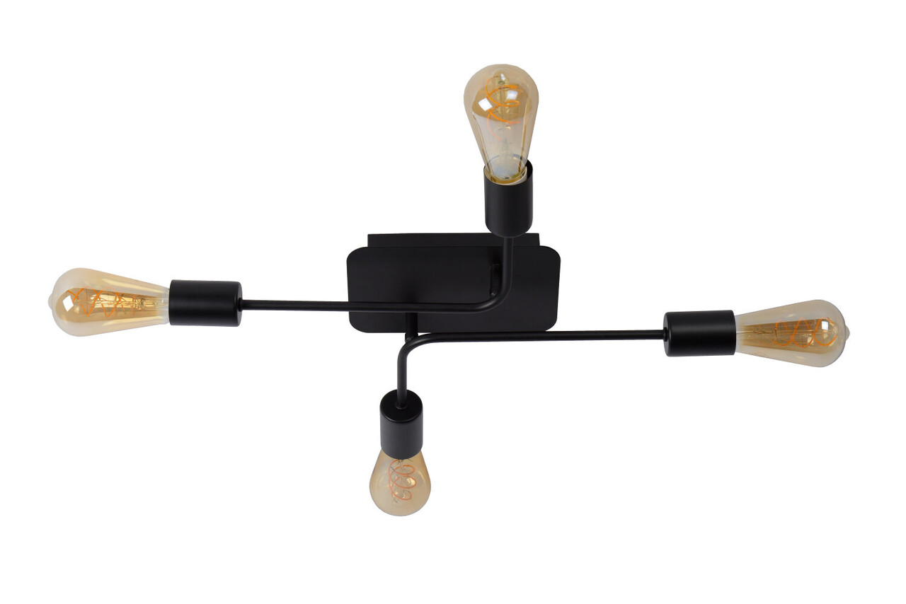 Lucide LESTER - Plafonnière - 4xE27 - Zwart Lucide LESTER - Plafonnière - 4xE27 - Zwart