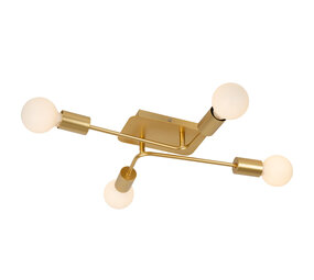 Lucide LESTER - Plafonnière - 4xE27 - Mat Goud / Messing Lucide LESTER - Plafonnière - 4xE27 - Mat Goud / Messing