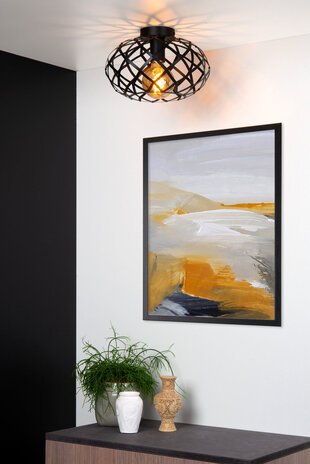 Lucide WOLFRAM - Plafonnière - Ø 30 cm - 1xE27 - Zwart Lucide WOLFRAM - Plafonnière - Ø 30 cm - 1xE27 - Zwart