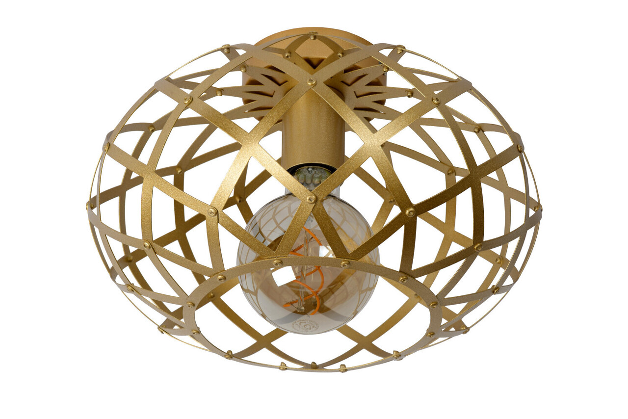 Lucide WOLFRAM - Plafonnière - Ø 30 cm - 1xE27 - Mat Goud / Messing Lucide WOLFRAM - Plafonnière - Ø 30 cm - 1xE27 - Mat Goud / Messing