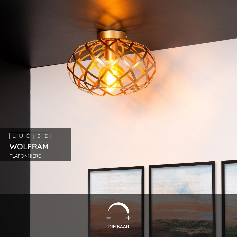 Lucide WOLFRAM - Plafonnière - Ø 30 cm - 1xE27 - Mat Goud / Messing Lucide WOLFRAM - Plafonnière - Ø 30 cm - 1xE27 - Mat Goud / Messing