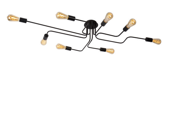 Lucide LESTER - Plafonnière - 8xE27 - Zwart Lucide LESTER - Plafonnière - 8xE27 - Zwart