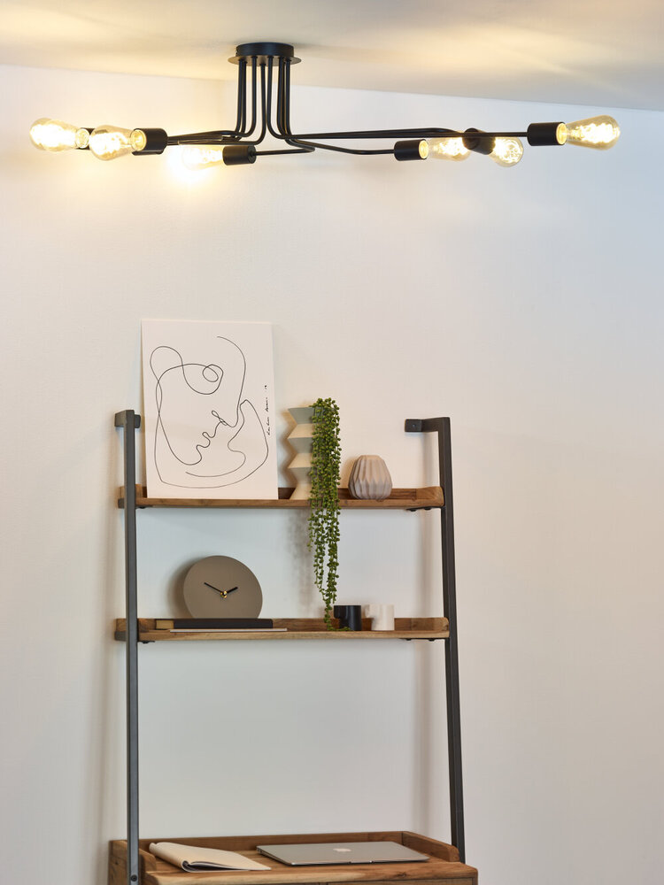 Lucide LESTER - Plafonnière - 8xE27 - Zwart Lucide LESTER - Plafonnière - 8xE27 - Zwart