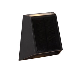 Lucide LUTON - Wandlamp - Zonne-energie - LED Dimb. - 1x2W 2850K/3150K - IP54 - Beweging & dag/nacht sensor - Zwart