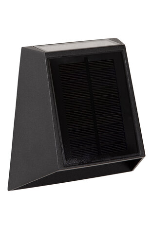 Lucide LUTON - Wandlamp - Zonne-energie - LED Dimb. - 1x2W 2700K/3000K - IP54 - Beweging & dag/nacht sensor - Zwart