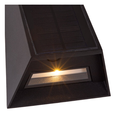 Lucide LUTON - Wandlamp - Zonne-energie - LED Dimb. - 1x2W 2700K/3000K - IP54 - Beweging & dag/nacht sensor - Zwart