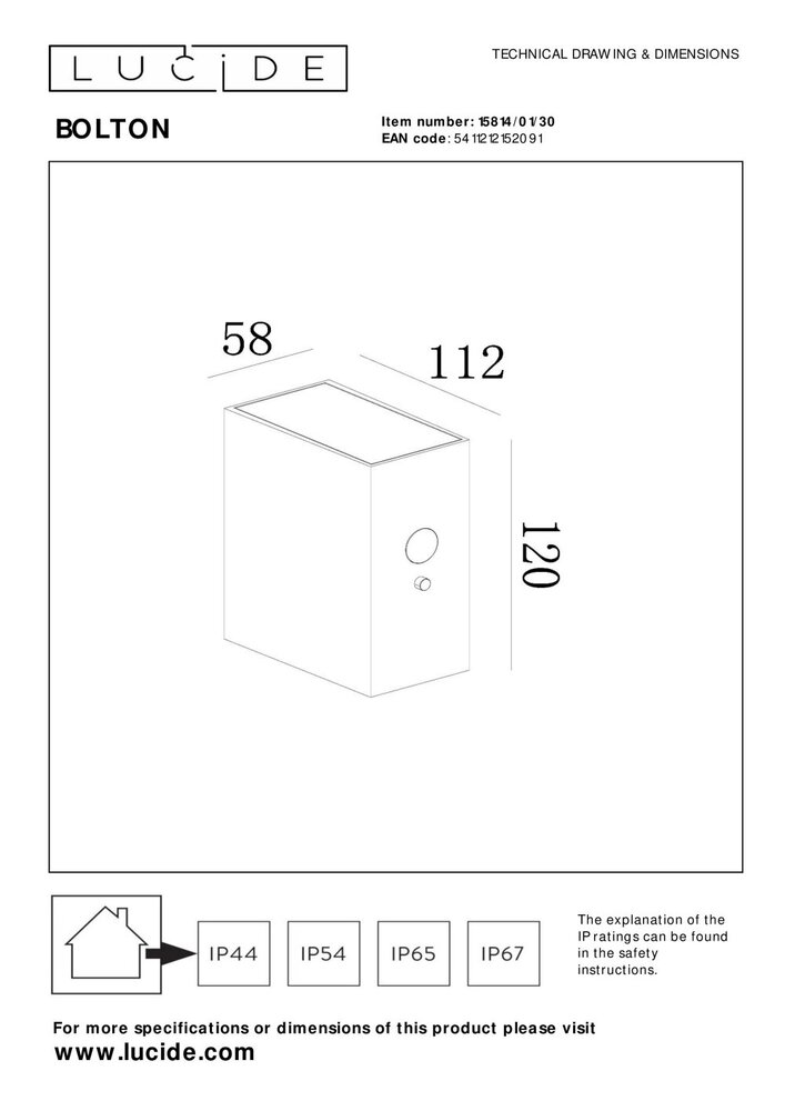 Lucide BOLTON - Wandlamp - Zonne-energie - LED Dimb. - 1x1W 3000K - IP54 - Beweging & dag/nacht sensor - Zwart Lucide BOLTON - Wandlamp - Zonne-energie - LED Dimb. - 1x1W 3000K - IP54 - Beweging & dag/nacht sensor - Zwart