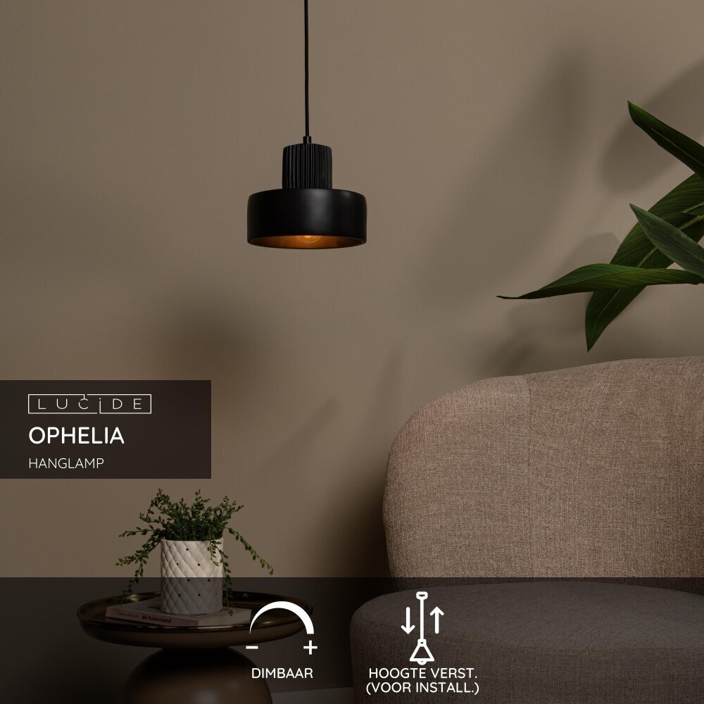 Lucide OPHELIA - Hanglamp - Ø 20 cm - 1xE27 - Zwart Lucide OPHELIA - Hanglamp - Ø 20 cm - 1xE27 - Zwart