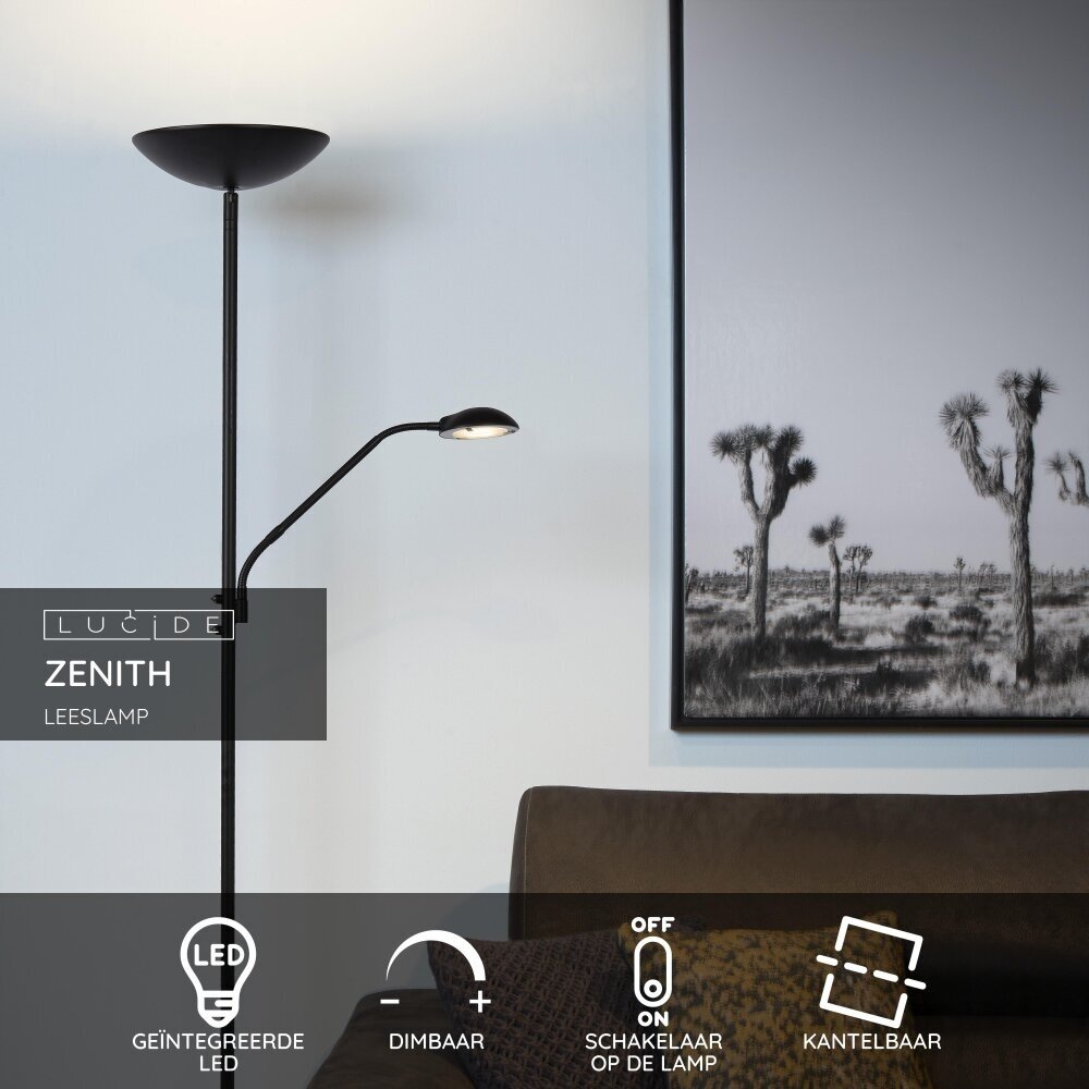 Lucide ZENITH - Leeslamp - LED Dimb. - 3000K - Zwart Lucide ZENITH - Leeslamp - LED Dimb. - 3000K - Zwart