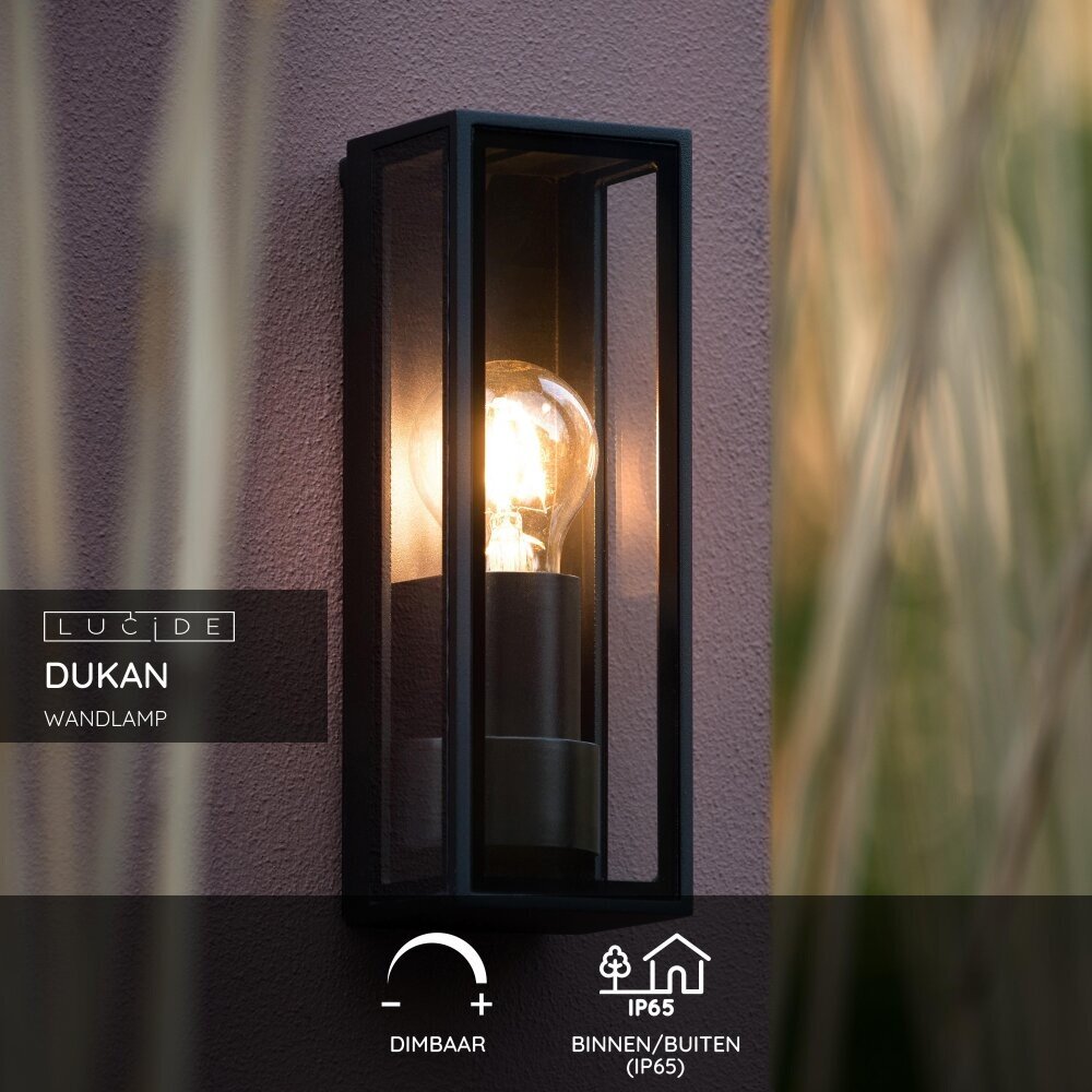 Lucide DUKAN - Wandlamp Binnen/Buiten - 1xE27 - IP65 - Zwart Lucide DUKAN - Wandlamp Binnen/Buiten - 1xE27 - IP65 - Zwart