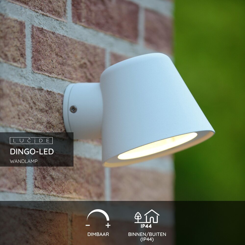 Lucide DINGO-LED - Wandlamp Binnen/Buiten - LED Dimb. - GU10 - 1x5W 3000K - IP44 - Wit