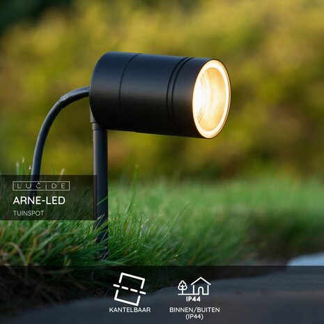 Lucide ARNE-LED - Tuinspot - Ø 6,3 cm - LED - GU10 - 1x5W 2700K - IP44 - Zwart