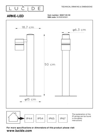 Lucide ARNE-LED - Sokkellamp - Ø 6,3 cm - LED - GU10 - 1x5W 2700K - IP44 - Zwart Lucide ARNE-LED - Sokkellamp - Ø 6,3 cm - LED - GU10 - 1x5W 2700K - IP44 - Zwart