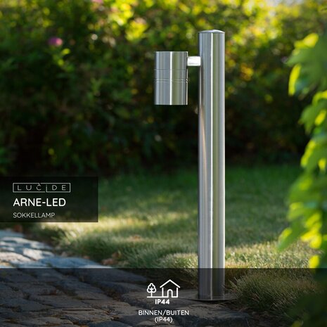 Lucide ARNE-LED - Sokkellamp - Ø 6,3 cm - LED - GU10 - 1x5W 2700K - IP44 - Mat chroom Lucide ARNE-LED - Sokkellamp - Ø 6,3 cm - LED - GU10 - 1x5W 2700K - IP44 - Mat chroom