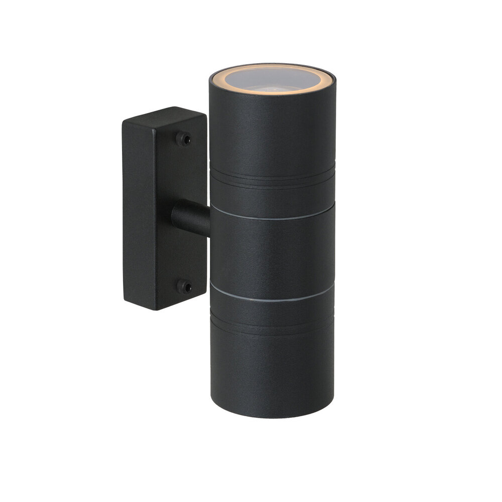 Lucide ARNE-LED - Wandspot / Wandlamp Binnen/Buiten - Ø 6,3 cm - LED - GU10 (MR16) - 2x5W 2700K - IP44 - Zwart