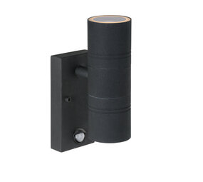 Lucide ARNE-LED IR - Wandspot / Wandlamp Binnen/Buiten - Ø 6,3 cm - LED - GU10 - 2x5W 2700K - IP44 - Beweging & dag/nacht sensor - Zwart Lucide ARNE-LED IR - Wandspot / Wandlamp Binnen/Buiten - Ø 6,3 cm - LED - GU10 - 2x5W 2700K - IP44 - Beweging & dag/nacht sensor - Zwart