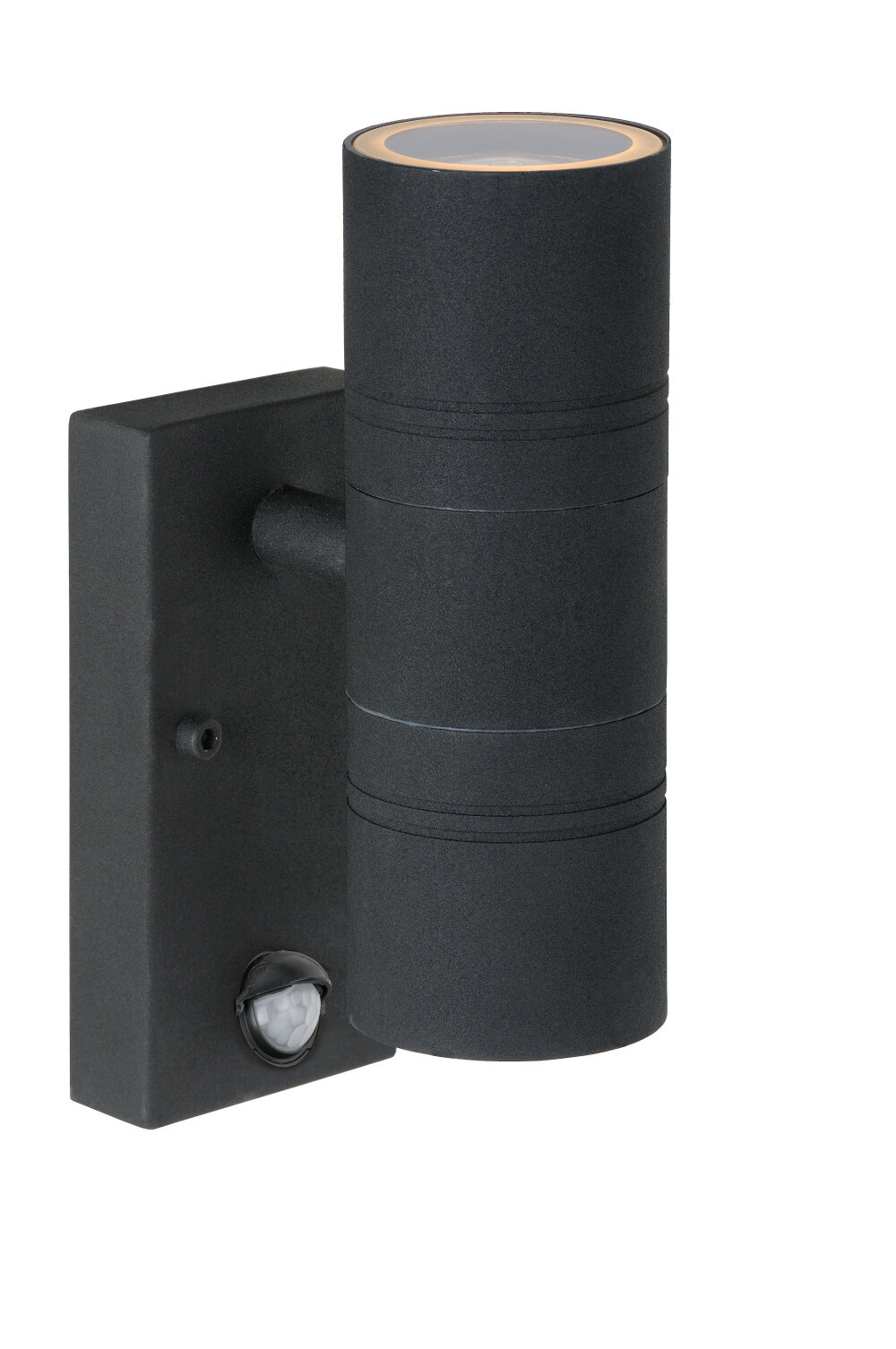 Lucide ARNE-LED IR - Wandspot / Wandlamp Binnen/Buiten - Ø 6,3 cm - LED - GU10 - 2x5W 2700K - IP44 - Beweging & dag/nacht sensor - Zwart