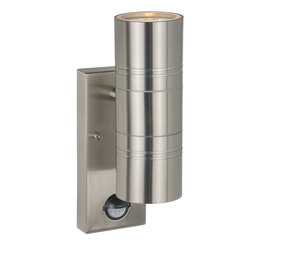 Lucide ARNE-LED IR - Wandspot / Wandlamp Binnen/Buiten - Ø 6,3 cm - LED - GU10 - 2x5W 2700K - IP44 - Beweging & dag/nacht sensor - Mat chroom Lucide ARNE-LED IR - Wandspot / Wandlamp Binnen/Buiten - Ø 6,3 cm - LED - GU10 - 2x5W 2700K - IP44 - Beweging & dag/nacht sensor - Mat chroom