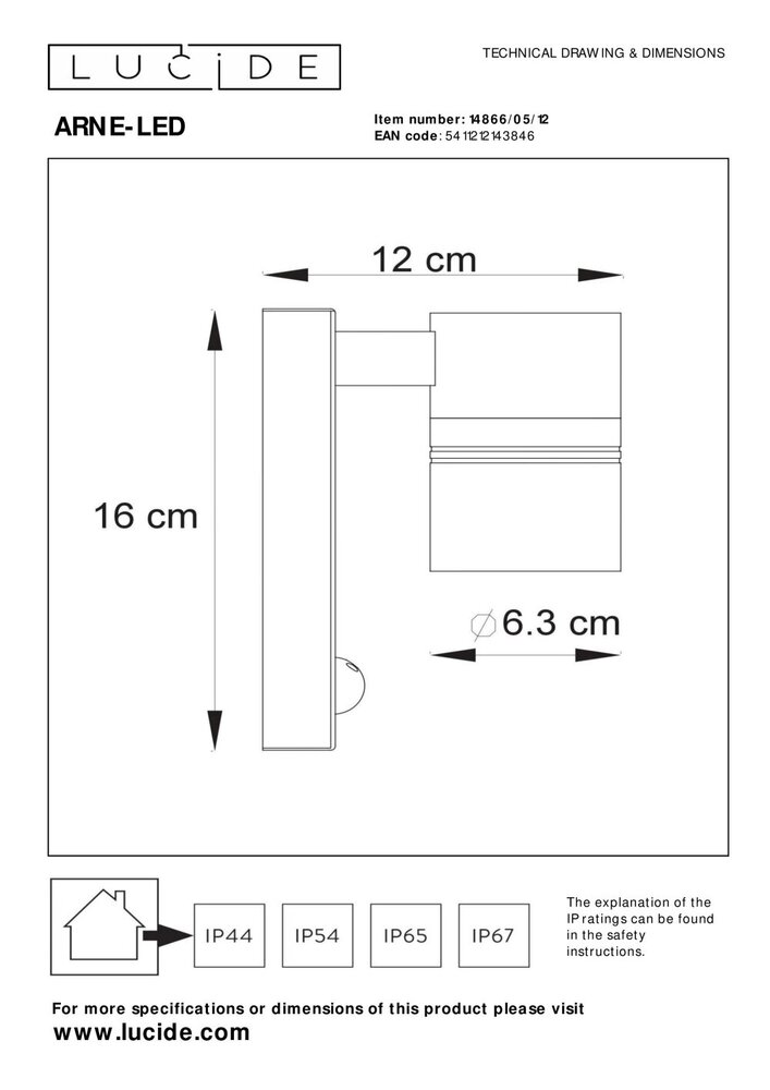 Lucide ARNE-LED IR - Wandspot / Wandlamp Binnen/Buiten - Ø 6,3 cm - LED - GU10 - 1x5W 2700K - IP44 - Beweging & dag/nacht sensor - Mat chroom Lucide ARNE-LED IR - Wandspot / Wandlamp Binnen/Buiten - Ø 6,3 cm - LED - GU10 - 1x5W 2700K - IP44 - Beweging & dag/nacht sensor - Mat chroom