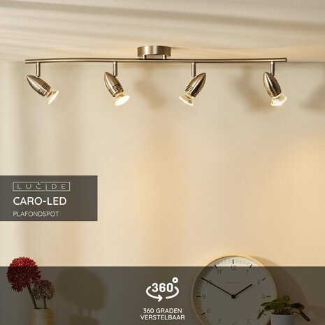 Lucide CARO-LED - Plafondspot - LED - GU10 (MR16) - 4x5W 2700K - Mat chroom