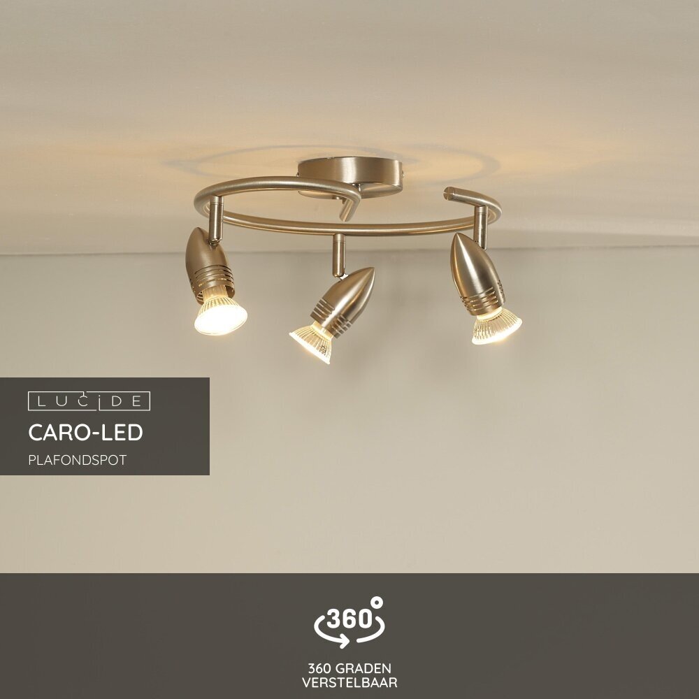 Lucide CARO-LED - Plafondspot - Ø 31 cm - LED - GU10 - 3x5W 2700K - Mat chroom Lucide CARO-LED - Plafondspot - Ø 31 cm - LED - GU10 - 3x5W 2700K - Mat chroom