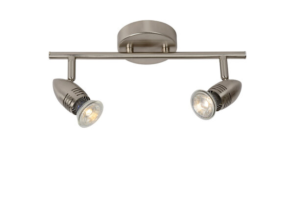 Lucide CARO-LED - Plafondspot - LED - GU10 - 2x5W 2700K - Mat chroom Lucide CARO-LED - Plafondspot - LED - GU10 - 2x5W 2700K - Mat chroom