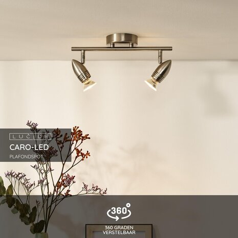 Lucide CARO-LED - Plafondspot - LED - GU10 - 2x5W 2700K - Mat chroom Lucide CARO-LED - Plafondspot - LED - GU10 - 2x5W 2700K - Mat chroom