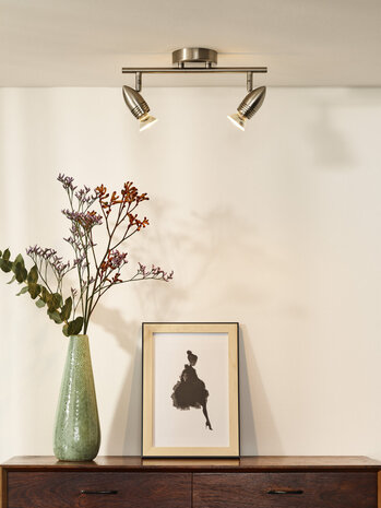 Lucide CARO-LED - Plafondspot - LED - GU10 - 2x5W 2700K - Mat chroom Lucide CARO-LED - Plafondspot - LED - GU10 - 2x5W 2700K - Mat chroom