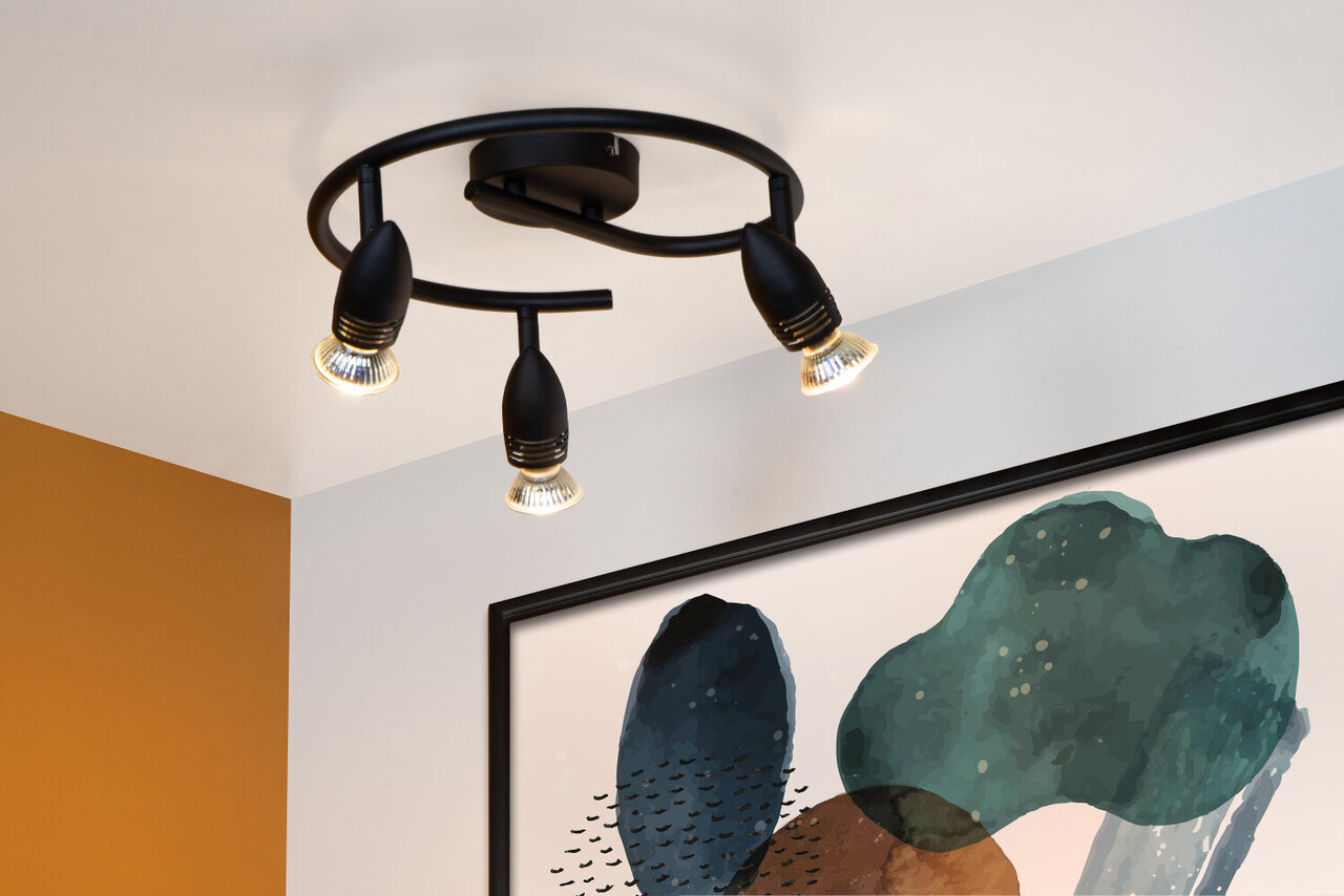 Lucide CARO - Plafondspot - Ø 31 cm - 3xGU10 - Zwart Lucide CARO - Plafondspot - Ø 31 cm - 3xGU10 - Zwart