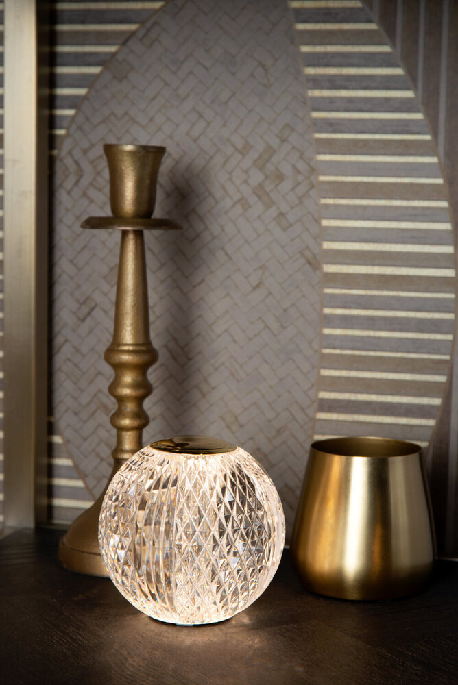 Lucide CINTRA - Oplaadbare Tafellamp - Accu/Batterij - Ø 9 cm - LED 3 StepDim - 1x1,5W 3000K - Transparant Lucide CINTRA - Oplaadbare Tafellamp - Accu/Batterij - Ø 9 cm - LED 3 StepDim - 1x1,5W 3000K - Transparant