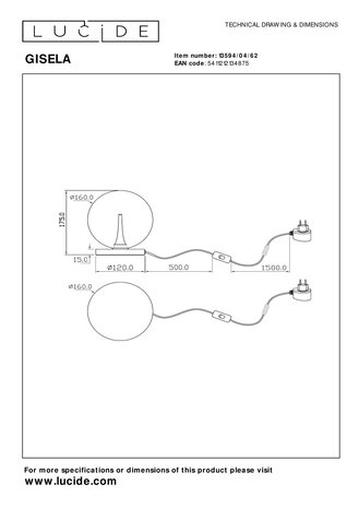 Lucide GISELA - Tafellamp - Ø 16 cm - LED Dimb. - 1x5W 2700K - Amber | Premium Lucide GISELA - Tafellamp - Ø 16 cm - LED Dimb. - 1x5W 2700K - Amber | Premium