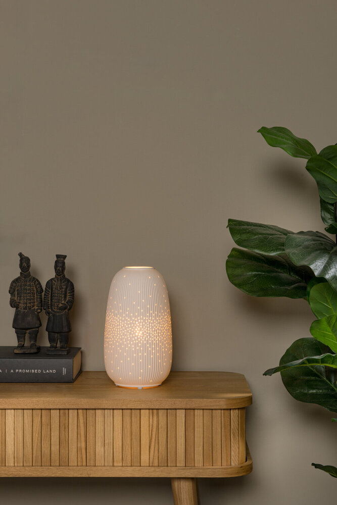 Lucide FLORES - Tafellamp - Ø 14,1 cm - 1xE14 - Wit