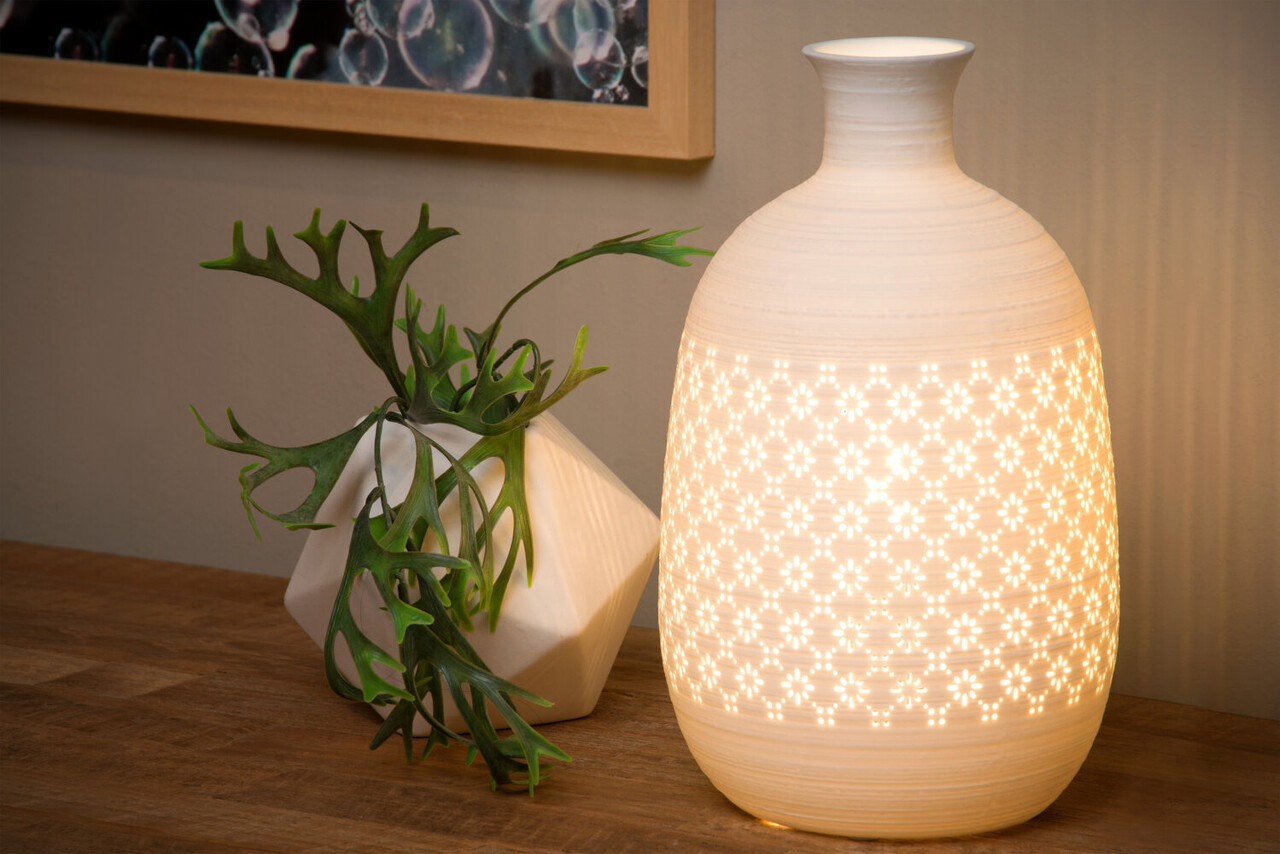 Lucide TIESSE - Tafellamp - Ø 15,4 cm - 1xE14 - Wit Lucide TIESSE - Tafellamp - Ø 15,4 cm - 1xE14 - Wit