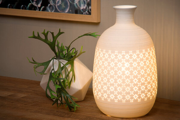 Lucide TIESSE - Tafellamp - Ø 15,4 cm - 1xE14 - Wit Lucide TIESSE - Tafellamp - Ø 15,4 cm - 1xE14 - Wit