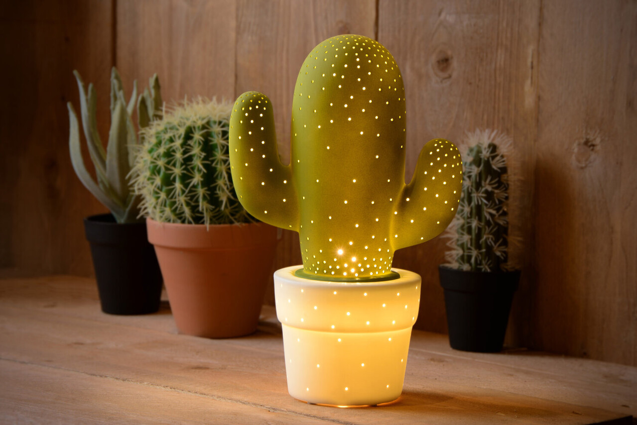 Lucide CACTUS - Tafellamp - 1xE14 - Groen Lucide CACTUS - Tafellamp - 1xE14 - Groen