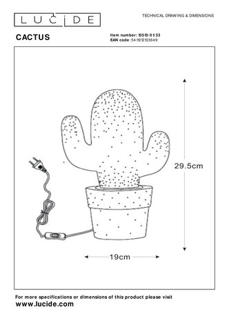 Lucide CACTUS - Tafellamp - 1xE14 - Groen Lucide CACTUS - Tafellamp - 1xE14 - Groen
