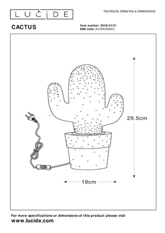 Lucide CACTUS - Tafellamp - 1xE14 - Wit Lucide CACTUS - Tafellamp - 1xE14 - Wit