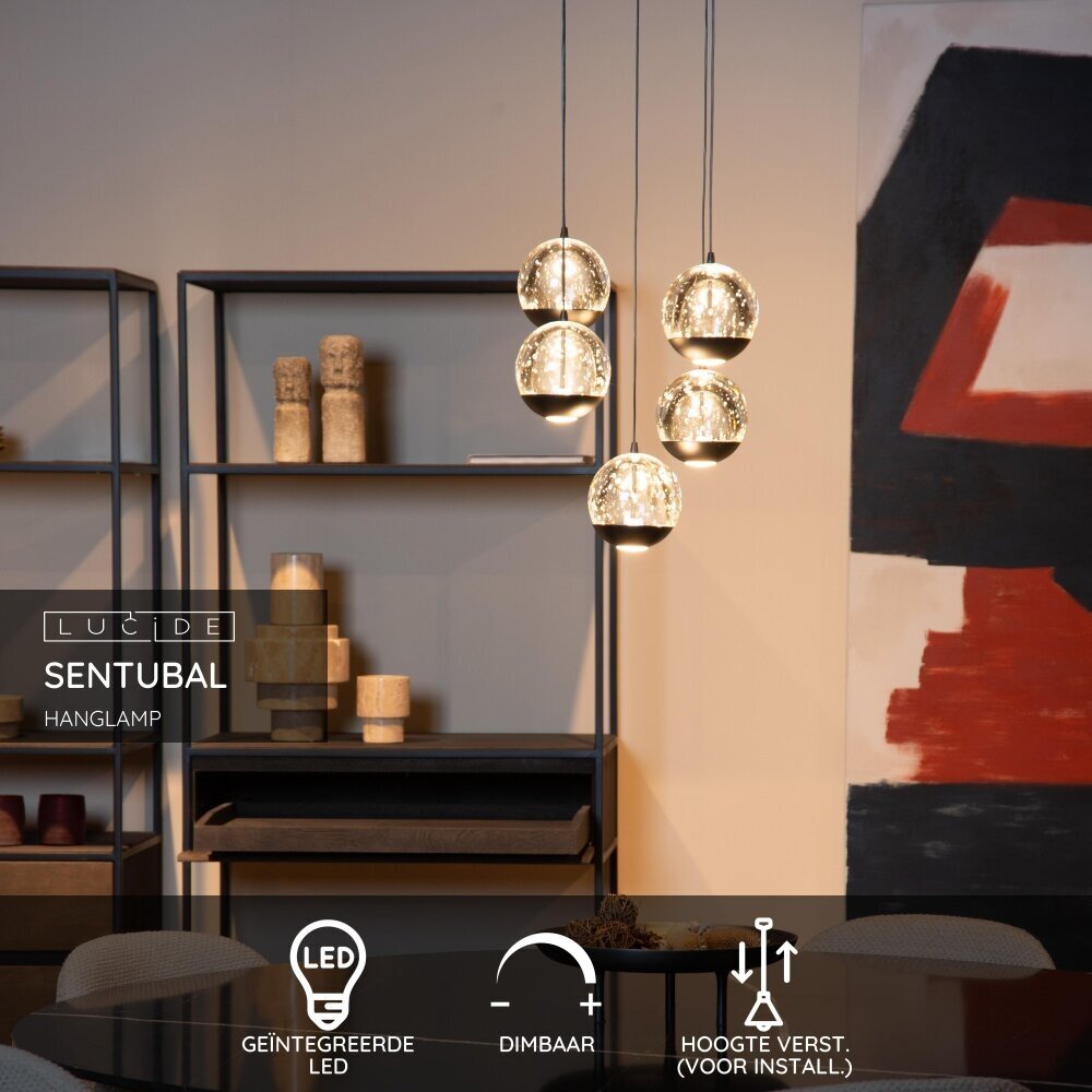 Lucide SENTUBAL - Hanglamp - Ø 35 cm - LED Dimb. - 5x5,2W 2700K - Zwart Lucide SENTUBAL - Hanglamp - Ø 35 cm - LED Dimb. - 5x5,2W 2700K - Zwart