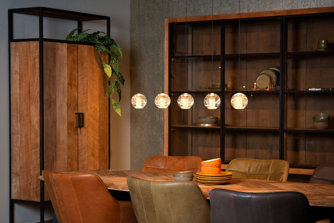 Lucide DILENKO - Hanglamp - LED Dimb. - 5x3,5W 2700K - Mat Goud / Messing