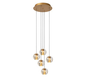 Lucide DILENKO - Hanglamp - Ø 31 cm - LED Dimb. - 5x3,5W 2700K - Mat Goud / Messing Lucide DILENKO - Hanglamp - Ø 31 cm - LED Dimb. - 5x3,5W 2700K - Mat Goud / Messing