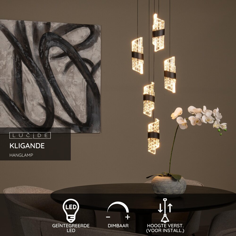 Lucide KLIGANDE - Hanglamp - Ø 30 cm - LED Dimb. - 5x8W 2700K - Zwart Lucide KLIGANDE - Hanglamp - Ø 30 cm - LED Dimb. - 5x8W 2700K - Zwart