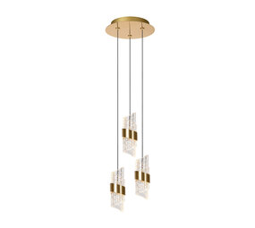 Lucide KLIGANDE - Hanglamp - Ø 25 cm - LED Dimb. - 3x8W 2700K - Mat Goud / Messing