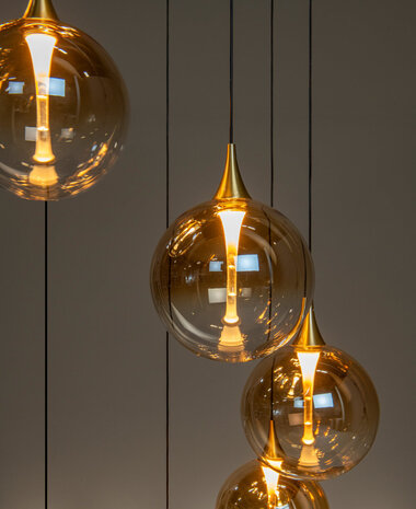 Lucide GISELA - Hanglamp - Ø 61 cm - LED Dimb. - 12x3,5W 2700K - Amber | Premium Lucide GISELA - Hanglamp - Ø 61 cm - LED Dimb. - 12x3,5W 2700K - Amber | Premium