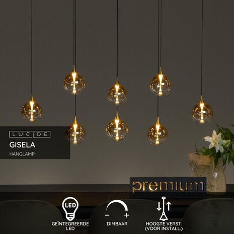Lucide GISELA - Hanglamp - LED Dimb. - 8x3,9W 2700K - Amber | Premium